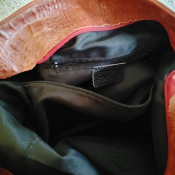 Anna Morellini Dark Red Suede Leather Crocodile Hobo Bag - Picture 7 of 16